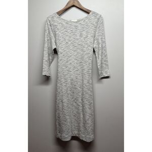 T.La Knit Sweater Dress Women Size M Gray Midi Slim 3/4 Sleeve Preppy Winter